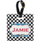 Checkers & Racecars Plastic Luggage Tag - Square w/ Name or Text