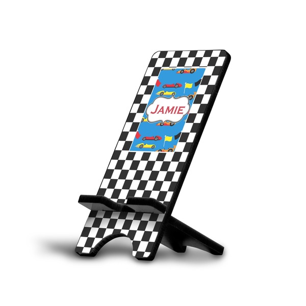 Custom Checkers & Racecars Cell Phone Stand (Small) (Personalized)