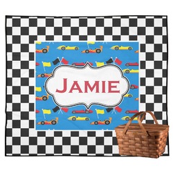 Checkers & Racecars Outdoor Picnic Blanket (Personalized)
