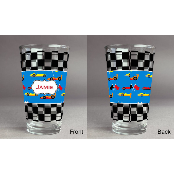 Checkers & Racecars Pint Glass - Full Fill w Transparency - Approval