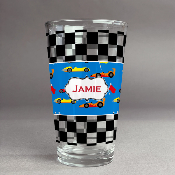 Custom Checkers & Racecars Pint Glass - Full Print (Personalized)