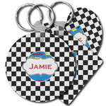 Checkers & Racecars Plastic Keychain (Personalized)