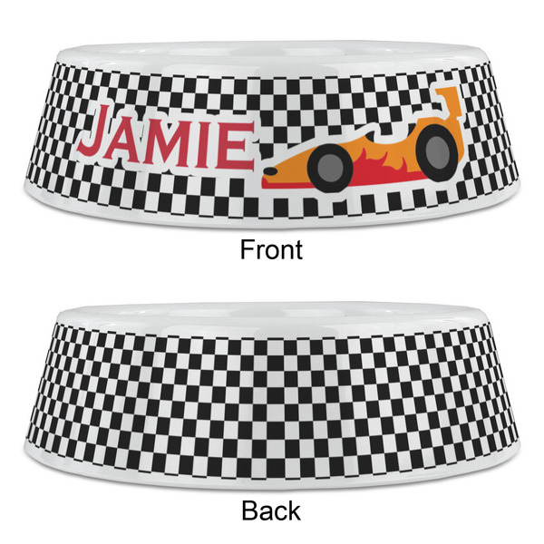 Checkers & Racecars Plastic Pet Bowls - Large - APPROVAL