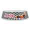 Checkers & Racecars Plastic Pet Bowls - Large - FRONT