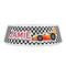 Checkers & Racecars Plastic Pet Bowls - Small - FRONT