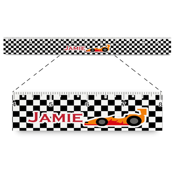 Custom Checkers & Racecars Plastic Ruler - 12" (Personalized)