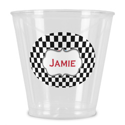 Checkers & Racecars Plastic Shot Glass (Personalized)
