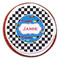Checkers & Racecars Printed Icing Circle - Large - On Cookie