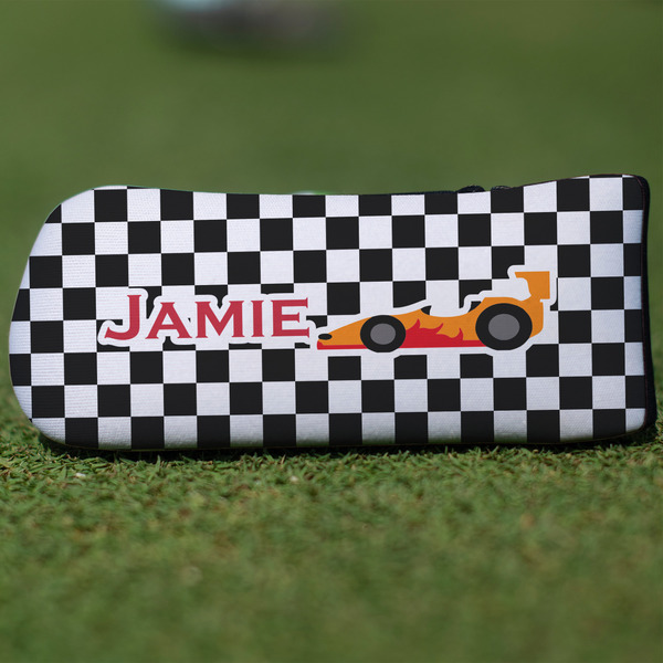 Custom Checkers & Racecars Blade Putter Cover (Personalized)