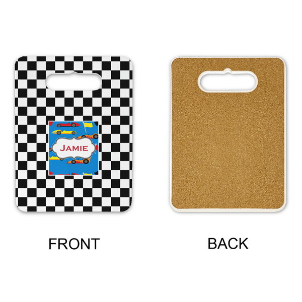 Checkers & Racecars Rectangle Trivet with Handle - APPROVAL