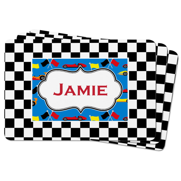 Checkers & Racecars Rectangular Fridge Magnet - THREE