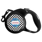 Checkers & Racecars Retractable Dog Leash - Small (Personalized)