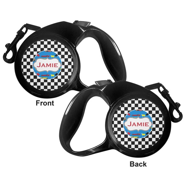 Checkers & Racecars Retractable Dog Leash - Medium Large - Apvl