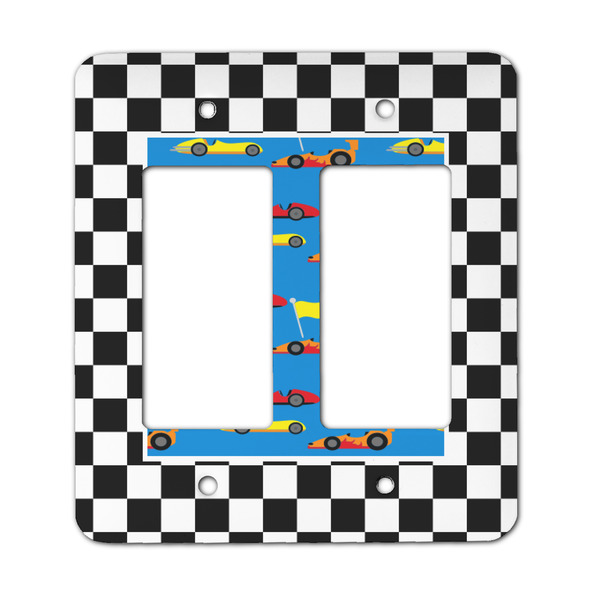 Custom Checkers & Racecars Rocker Style Light Switch Cover - Two Switch
