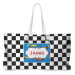 Checkers & Racecars Large Tote Bag with Rope Handles (Personalized)