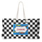 Checkers & Racecars Large Rope Tote Bag - Front View
