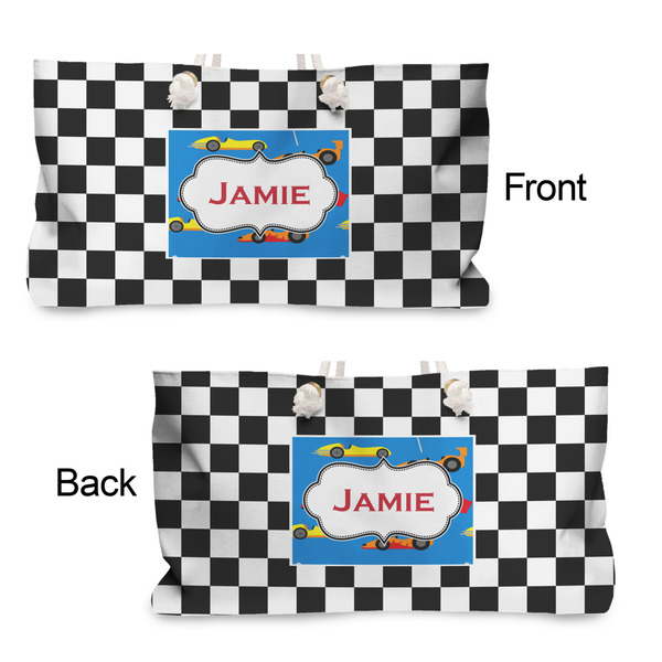 Checkers & Racecars Large Rope Tote - From & Back View