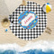 Checkers & Racecars Round Beach Towel Lifestyle