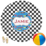 Checkers & Racecars Round Beach Towel (Personalized)