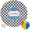 Checkers & Racecars Round Beach Towel