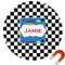 Checkers & Racecars Round Car Magnet