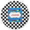 Checkers & Racecars Round Rubber Backed Coaster (Personalized)