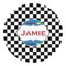 Checkers & Racecars Round Decal - Small (Personalized)