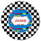 Checkers & Racecars Round Fridge Magnet - FRONT