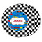Checkers & Racecars Round Fridge Magnet - THREE