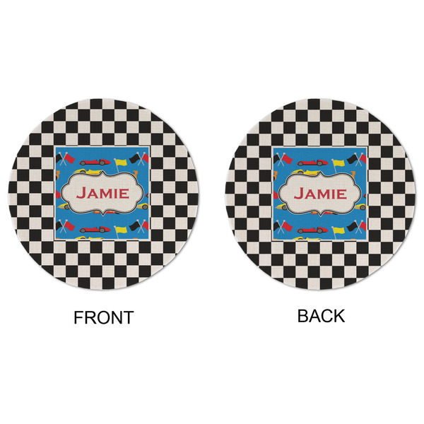 Checkers & Racecars Round Linen Placemats - APPROVAL (double sided)