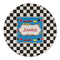 Checkers & Racecars Round Linen Placemats - FRONT (Double Sided)