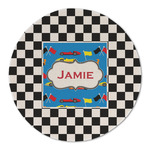 Checkers & Racecars Round Linen Placemat (Personalized)