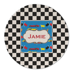 Checkers & Racecars Round Linen Placemat (Personalized)