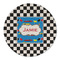 Checkers & Racecars Round Linen Placemats - FRONT (Single Sided)