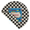 Checkers & Racecars Round Linen Placemats - Front (folded corner double sided)