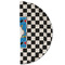 Checkers & Racecars Round Linen Placemats - HALF FOLDED (double sided)