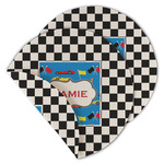 Checkers & Racecars Round Linen Placemat - Double Sided (Personalized)