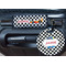 Checkers & Racecars Round Luggage Tag & Handle Wrap - In Context
