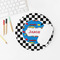 Checkers & Racecars Round Mousepad - LIFESTYLE 2
