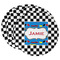 Checkers & Racecars Round Paper Coasters w/ Name or Text