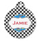 Checkers & Racecars Round Pet ID Tag - Large - Front