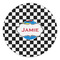 Checkers & Racecars Round Stone Trivet - Front View