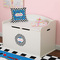 Checkers & Racecars Round Wall Decal on Toy Chest