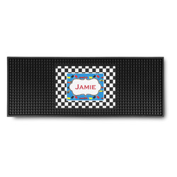 Checkers & Racecars Rubber Bar Mat (Personalized)