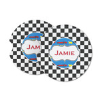 Checkers & Racecars Sandstone Car Coasters (Personalized)