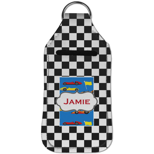 Checkers & Racecars Sanitizer Holder Keychain - Large (Front)