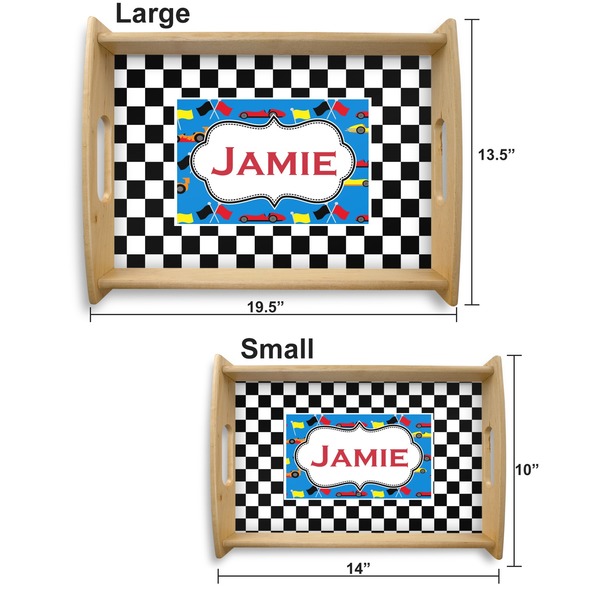 Checkers & Racecars Serving Tray Wood Sizes
