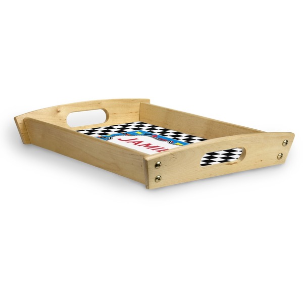 Checkers & Racecars Serving Tray Wood Small - Corner