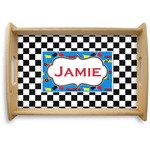 Checkers & Racecars Natural Wooden Tray - Small (Personalized)