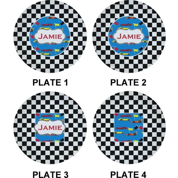 Checkers & Racecars Set of Appetizer / Dessert Plates (Approval)